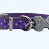 Dot Print Leather Collar With Rhinestones