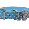 Dot Print Leather Collar With Rhinestones