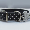 Dot Print Leather Collar With Rhinestones